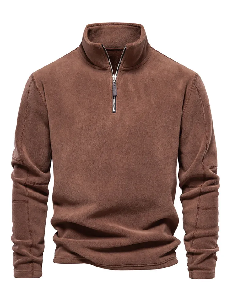 Men's Stand-Up Collar Half Zip Long Sleeve Hoodie