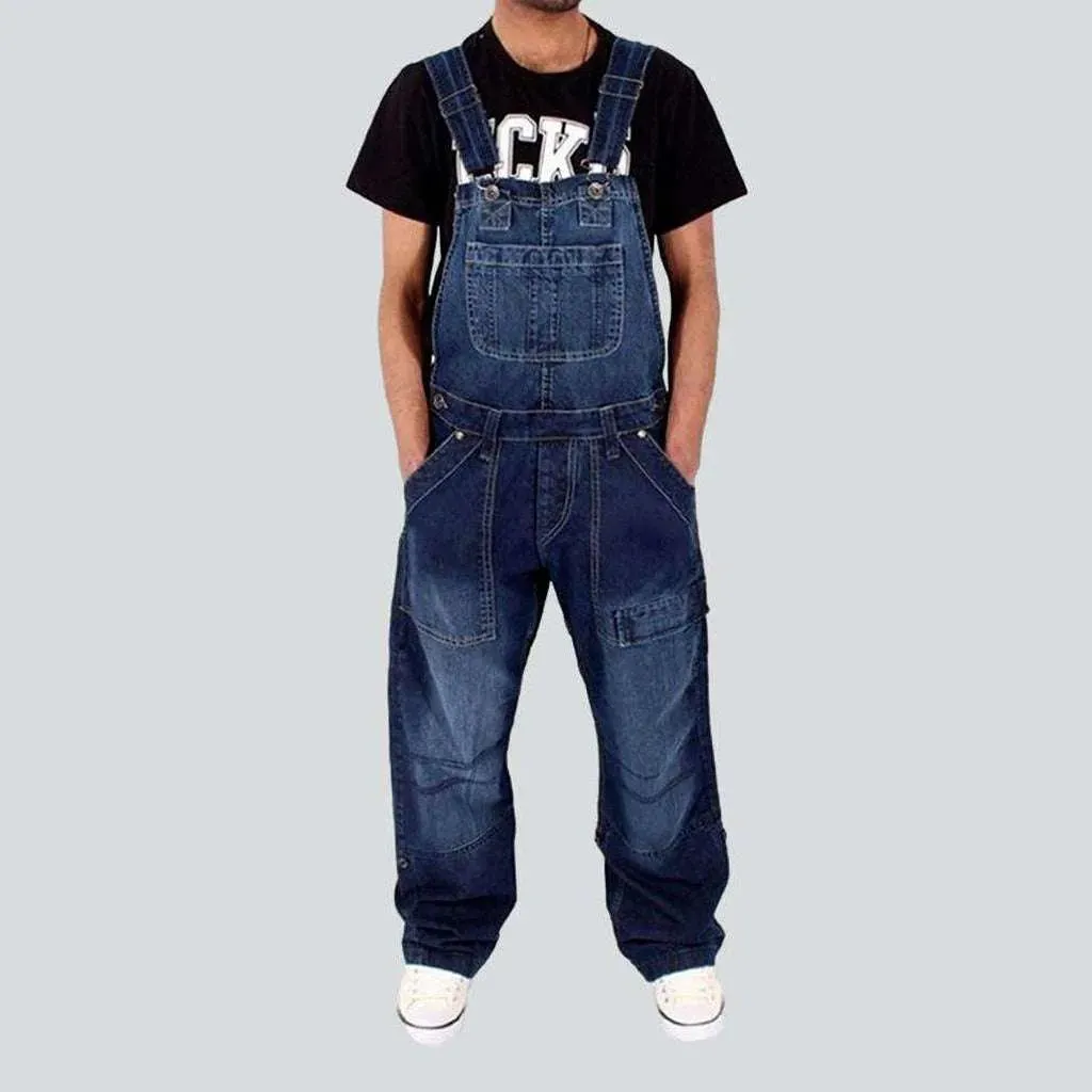 Men's stonewashed jean overall