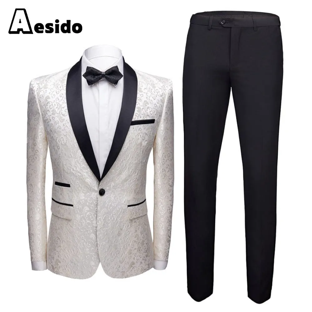 Men's Suit 2Pieces Single Buttons Shawl Lapel Blazer (Blazer Pants)