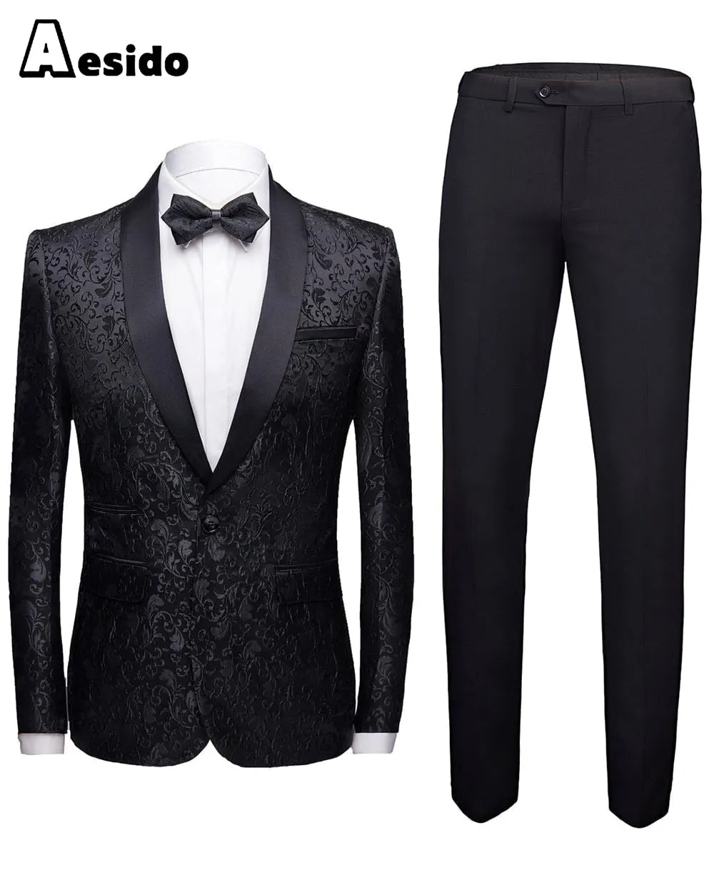 Men's Suit 2Pieces Single Buttons Shawl Lapel Blazer (Blazer Pants)