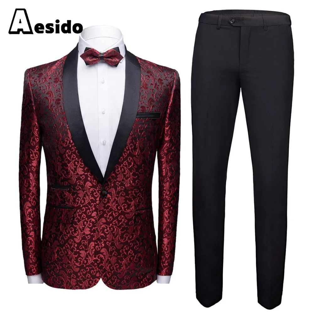 Men's Suit 2Pieces Single Buttons Shawl Lapel Blazer (Blazer Pants)