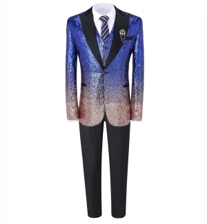 Men's Suit 3 Pieces Shiny Sequin Mens Suit Notch Lapel Tuxedo Wedding Formal Suit