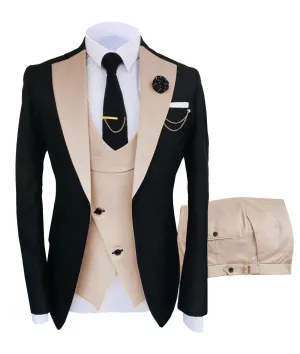 Men's Suits Slim Fit 3 Pieces Notch Lapel Tuxedos for Wedding (Blazer Vest Pant)