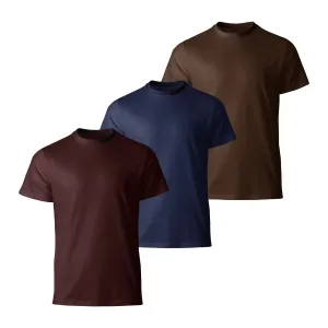 Mens T Shirt - 3 Pack Short Sleeve Crew Neck Slim Fit Mens Tops - Cotton