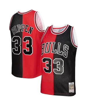 Men's t-shirt scottie pippen red, black chicago bulls hardwood classics 1997-98 split swingman jersey Mitchell & Ness, multi