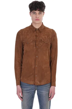 Men’s Tan Brown Suede Leather Shirt