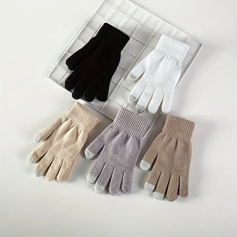 Mens Thickened Knitted Fullfinger Warm Gloves  Perfect Gift