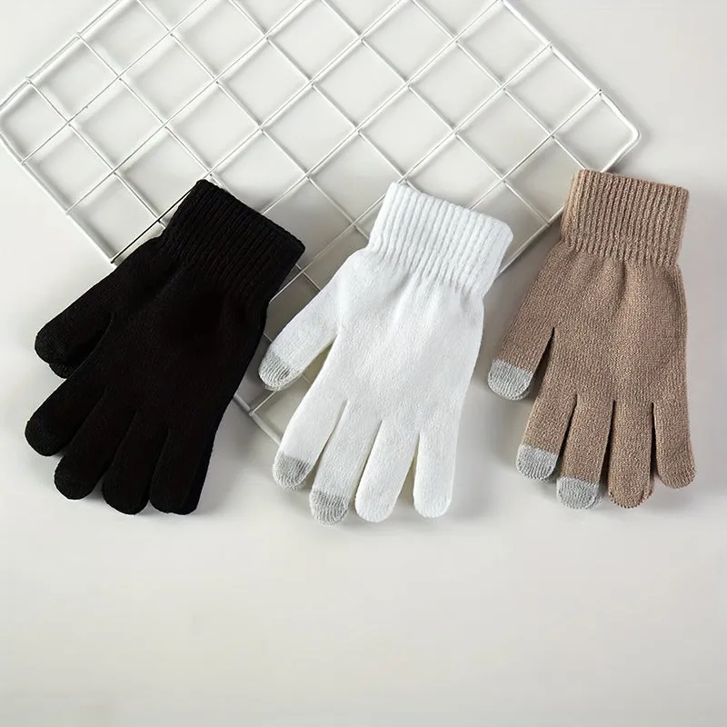 Mens Thickened Knitted Fullfinger Warm Gloves  Perfect Gift