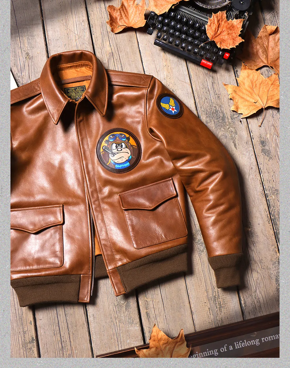 Men's Tobacco Brown Type A2 Flight Leather Jacket