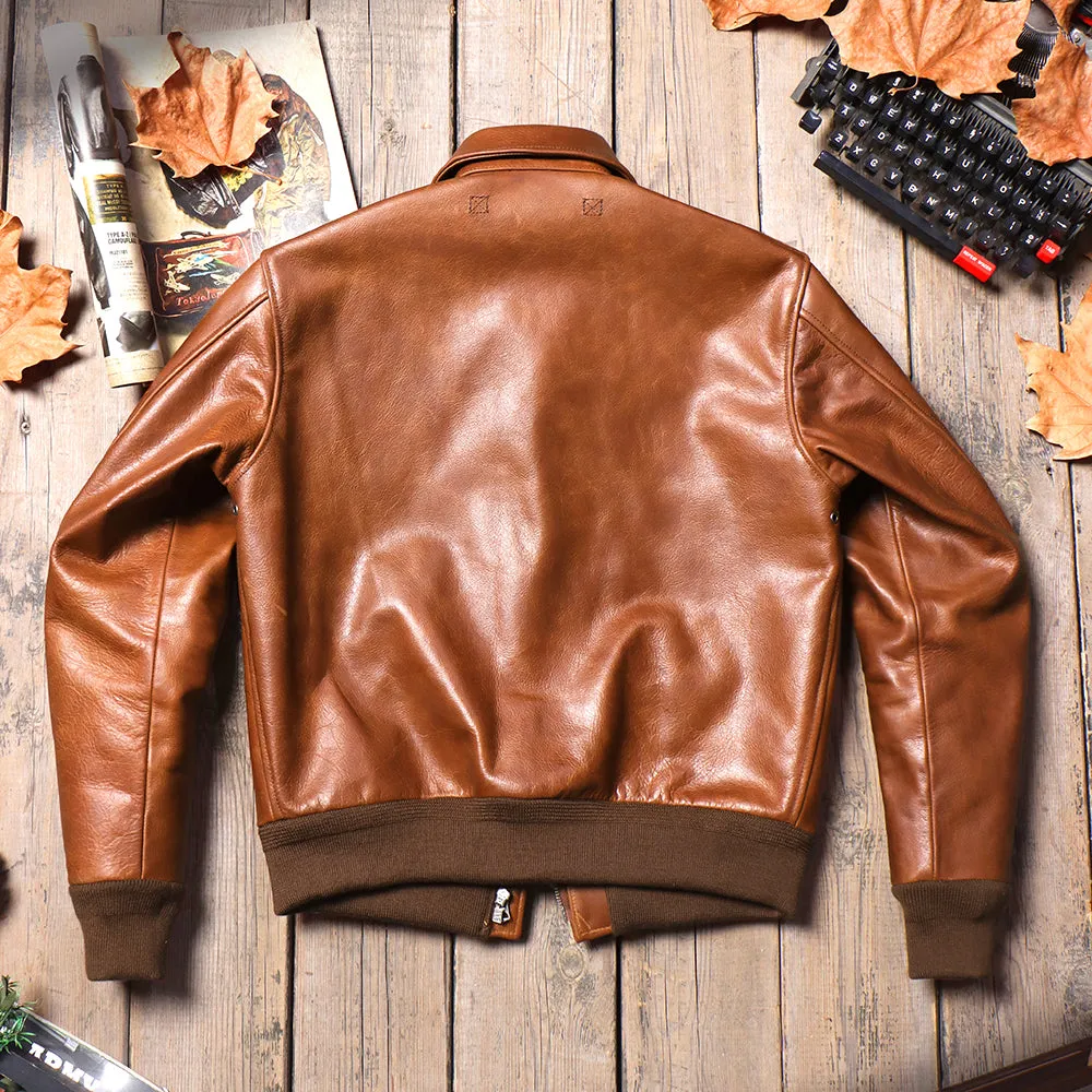 Men's Tobacco Brown Type A2 Flight Leather Jacket