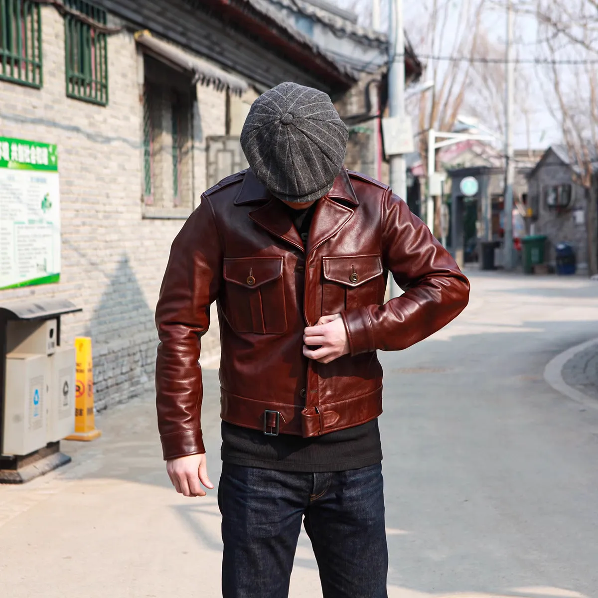 Men's Top Quality Slim Fit Classic Cow Leather Jacket