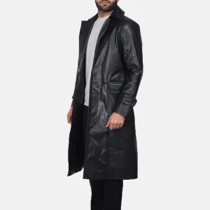 Men's Trench Coat Genuine Sheep Leather Long Winter Jacket Knee Length Long Coat