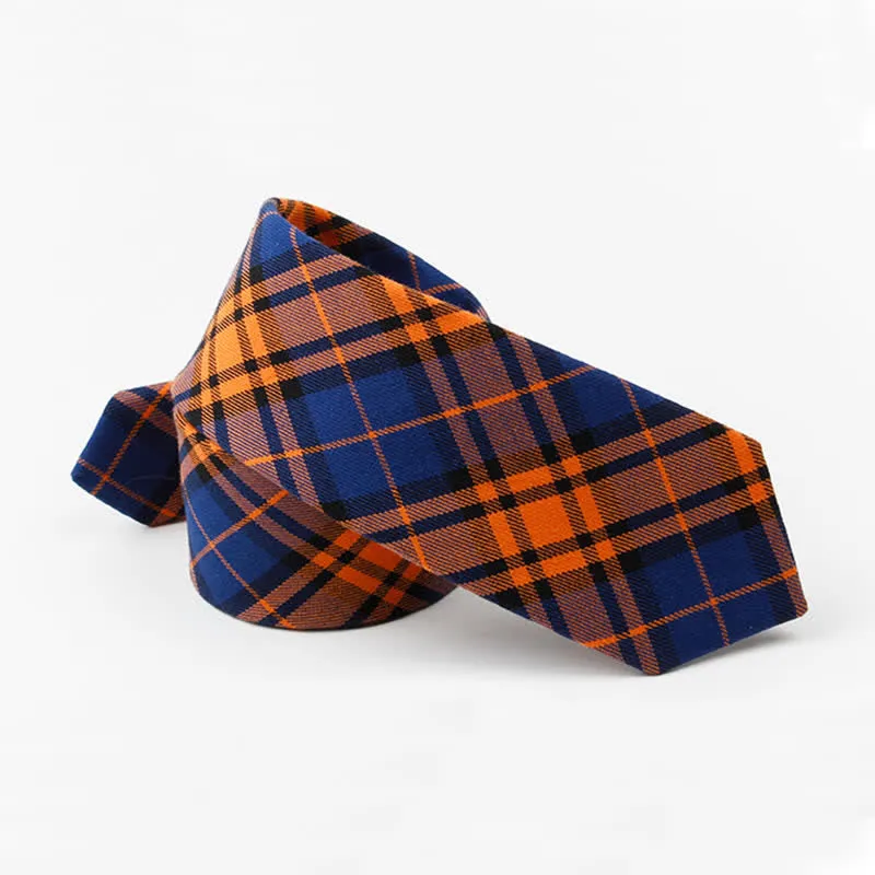 Men's Trendy Plaid Pattern Bow Tie Handkerchief Necktie