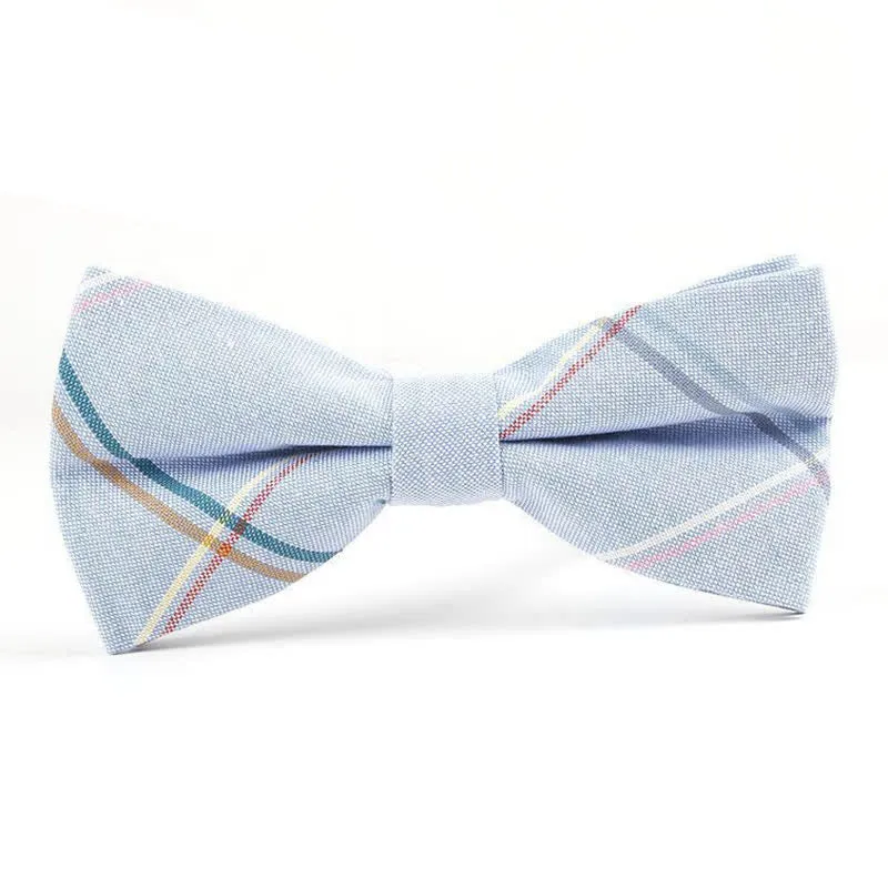 Men's Trendy Plaid Pattern Bow Tie Handkerchief Necktie