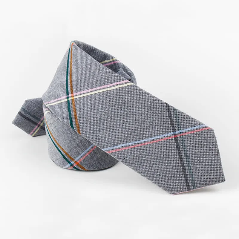 Men's Trendy Plaid Pattern Bow Tie Handkerchief Necktie