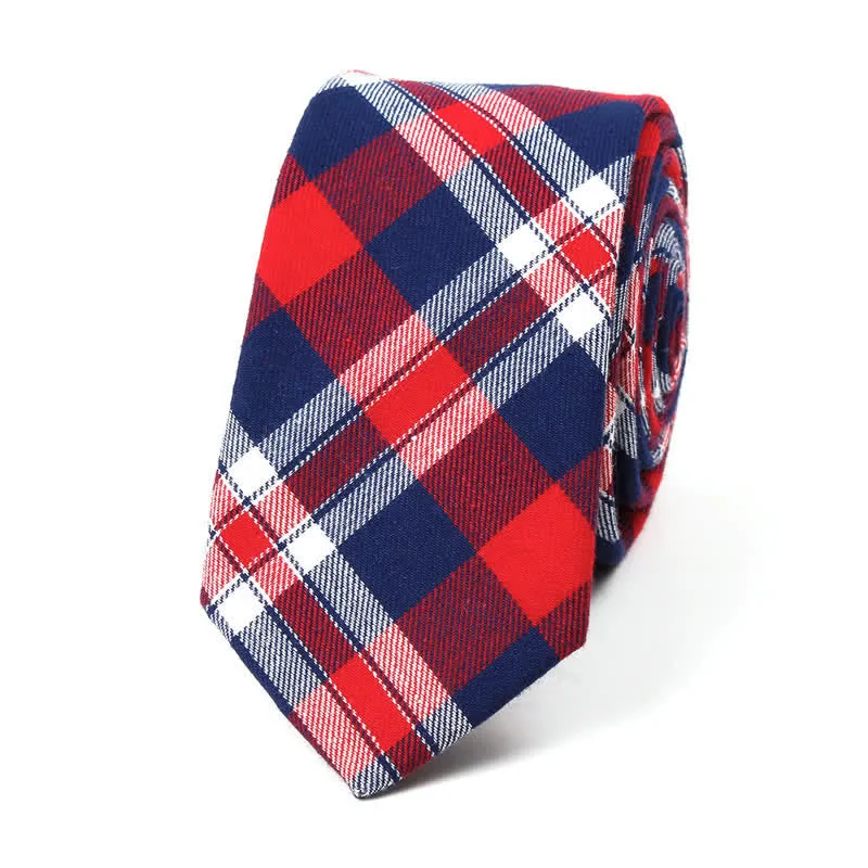 Men's Trendy Plaid Pattern Bow Tie Handkerchief Necktie