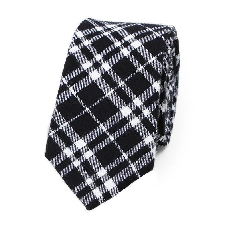 Men's Trendy Plaid Pattern Bow Tie Handkerchief Necktie