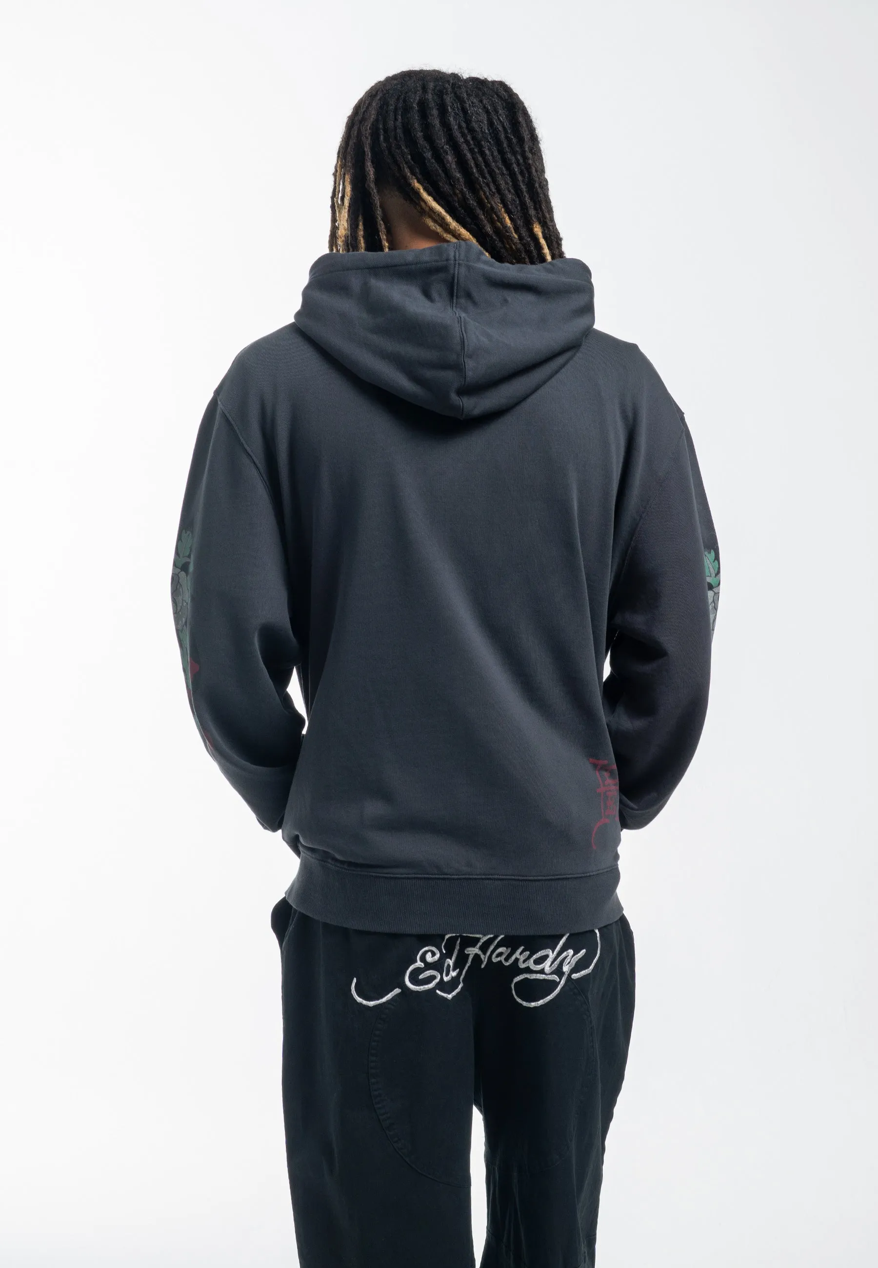 Mens True Snake Zip Through Hoodie - Charcoal