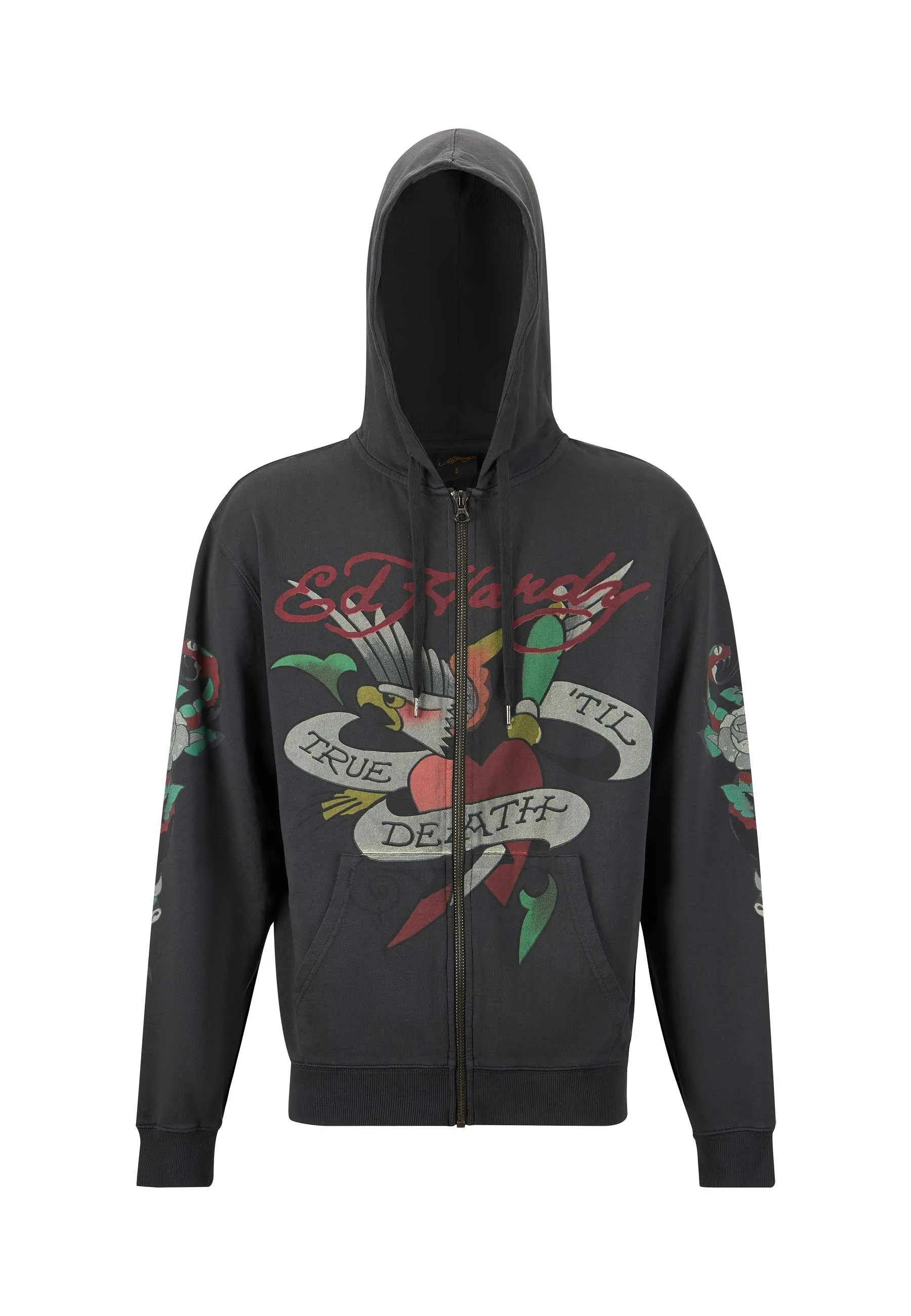 Mens True Snake Zip Through Hoodie - Charcoal