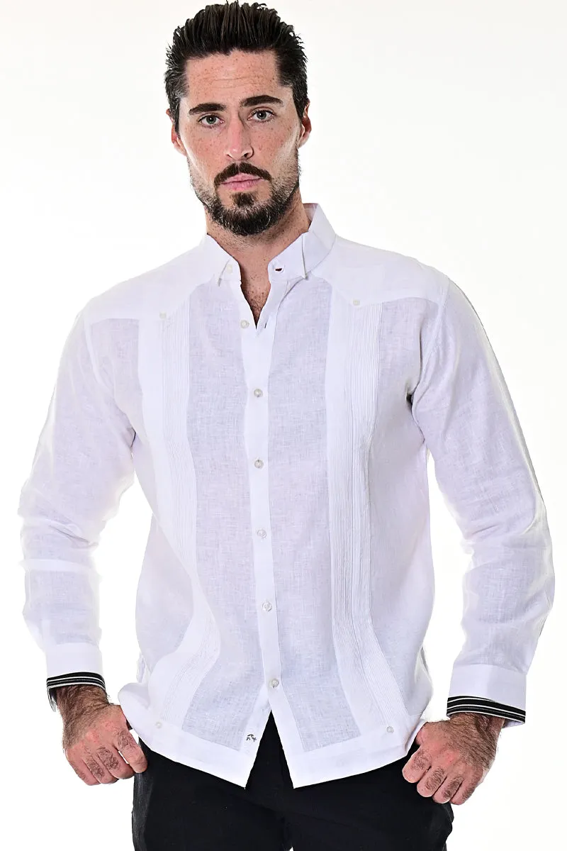 Men's Tuxedo Style Guayabera 100% Linen w/Cuff Insert & Pin-Tucked Panels | BOHIO MLG1686