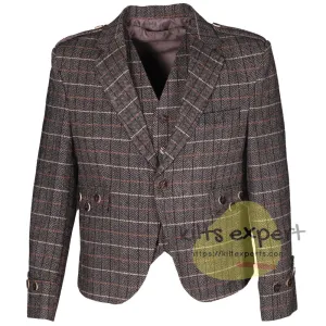 Men's Tweed Brown Argyll Jacket & Waistcoat Set - Classic & Warm