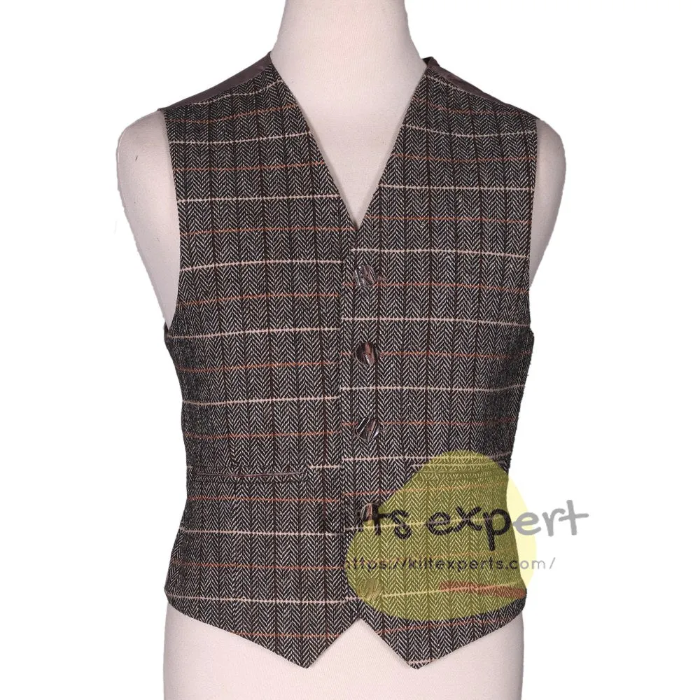 Men's Tweed Brown Argyll Jacket & Waistcoat Set - Classic & Warm