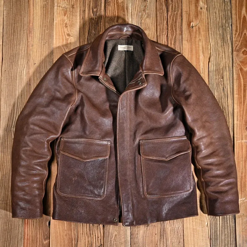 Men's Vintage Cowhide Real Leather Jacket