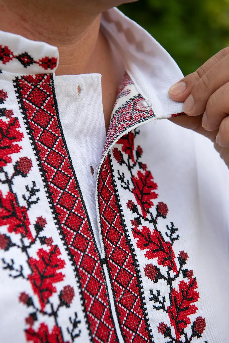 Men's vyshyvanka shirt with oak tree ornament