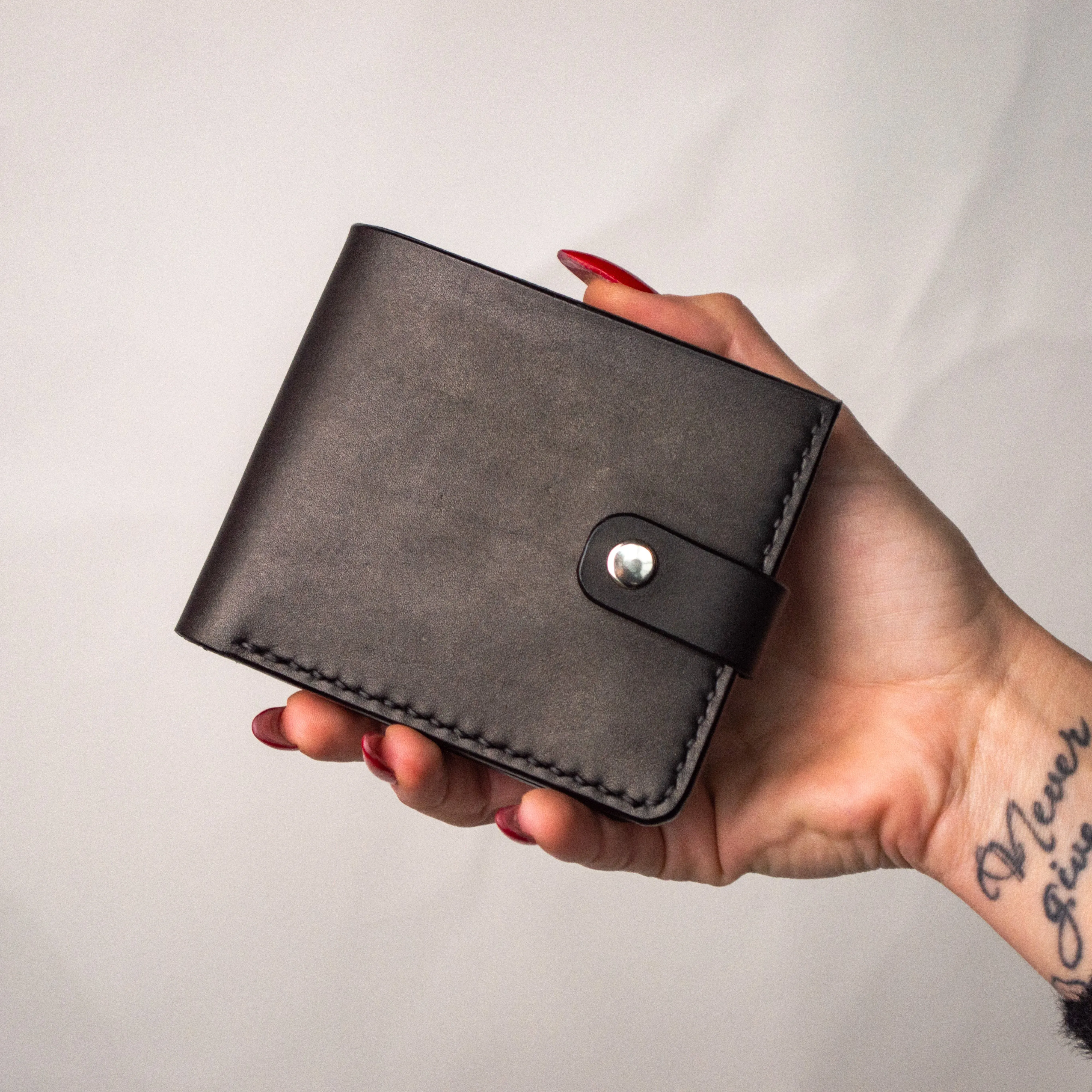 Mens Wallet,Bifold Black Leather Wallet