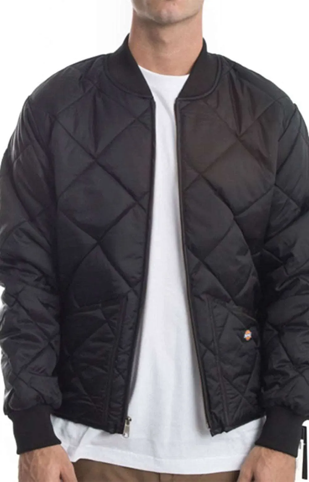 Men's Water-Resistant Diamond Quilted Nylon Jacket in Black