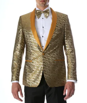 Men's Webber Gold Modern Fit Shawl Collar Tuxedo Blazer - Young Man’s Prom Wear