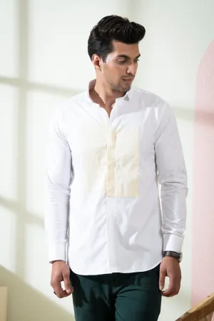 Men's White & Yellow Color Lolin Full Sleeves Shirt - Hilo Design