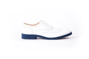 Men's White Brogue Wingtip on Blue Azul Sole