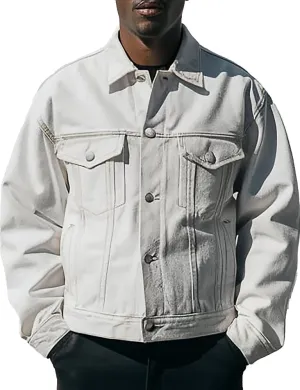 Men's White Casual Denim Jacket