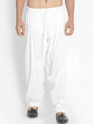 Men's White Cotton Blend Patiala Pyjama - Vastramay