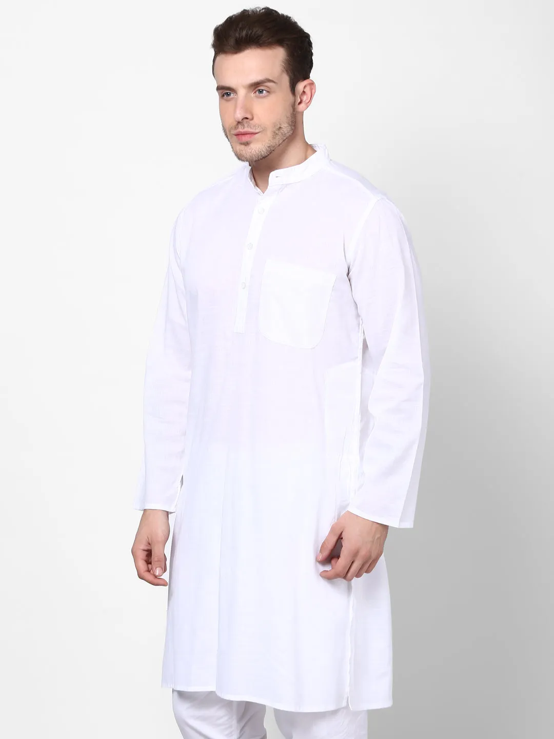 Men's White Pure Cotton Kurta - Even Apparels