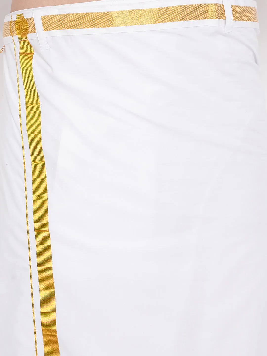 Men's White Silk Blend Shirt And Mundu - Vastramay