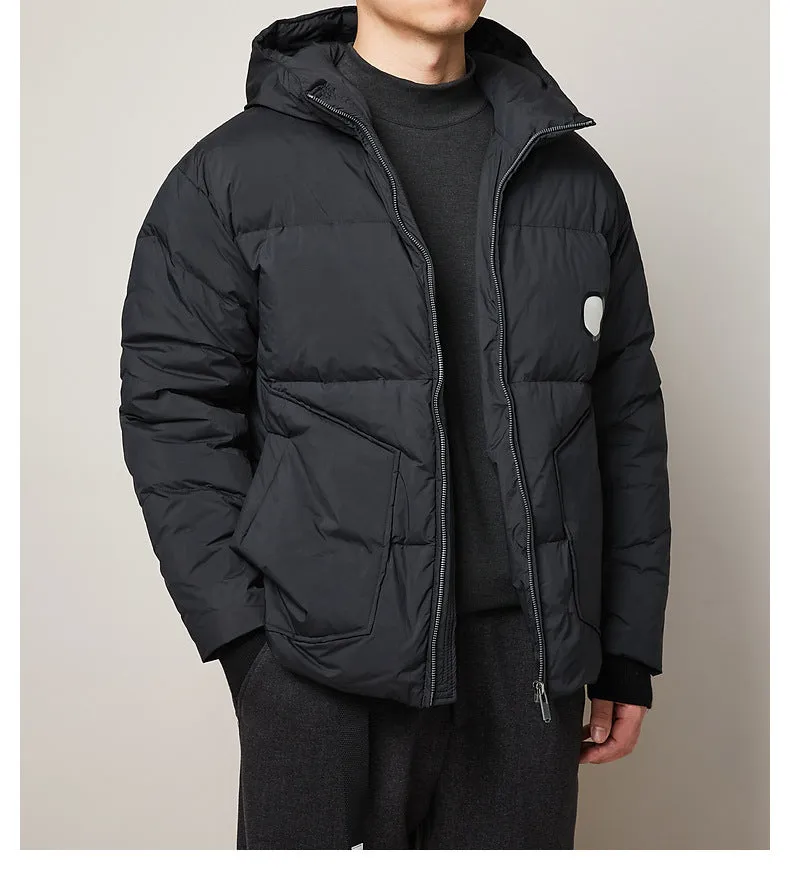 Men's Winter Warm Parka Jacket Windproof Short Light Hooded Down