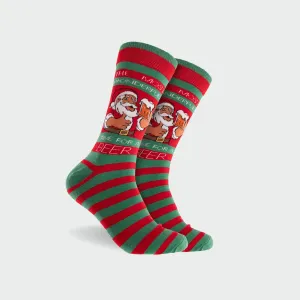 Men's Wonderful Christmas Cotton Crew Sock - Red & Green