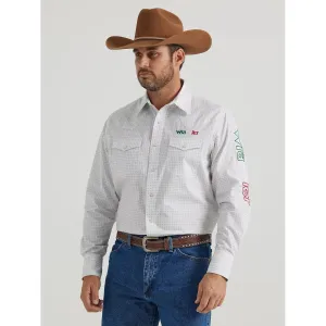 Men's Wrangler Logo Mexico Long Sleeve Western Snap Shirt - Printed White