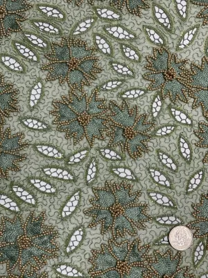 Menthol Green Sequin & Beads On Silk Chiffon JEC-114-7 Fabric