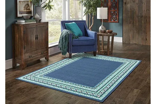 Meridian 9650B Navy/ Green Rug