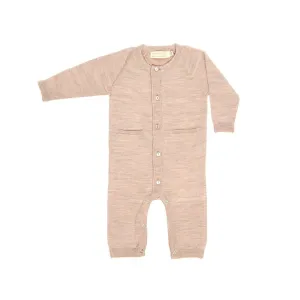 Merino Kids All-In-One Button Through Bodysuit - Misty Rose