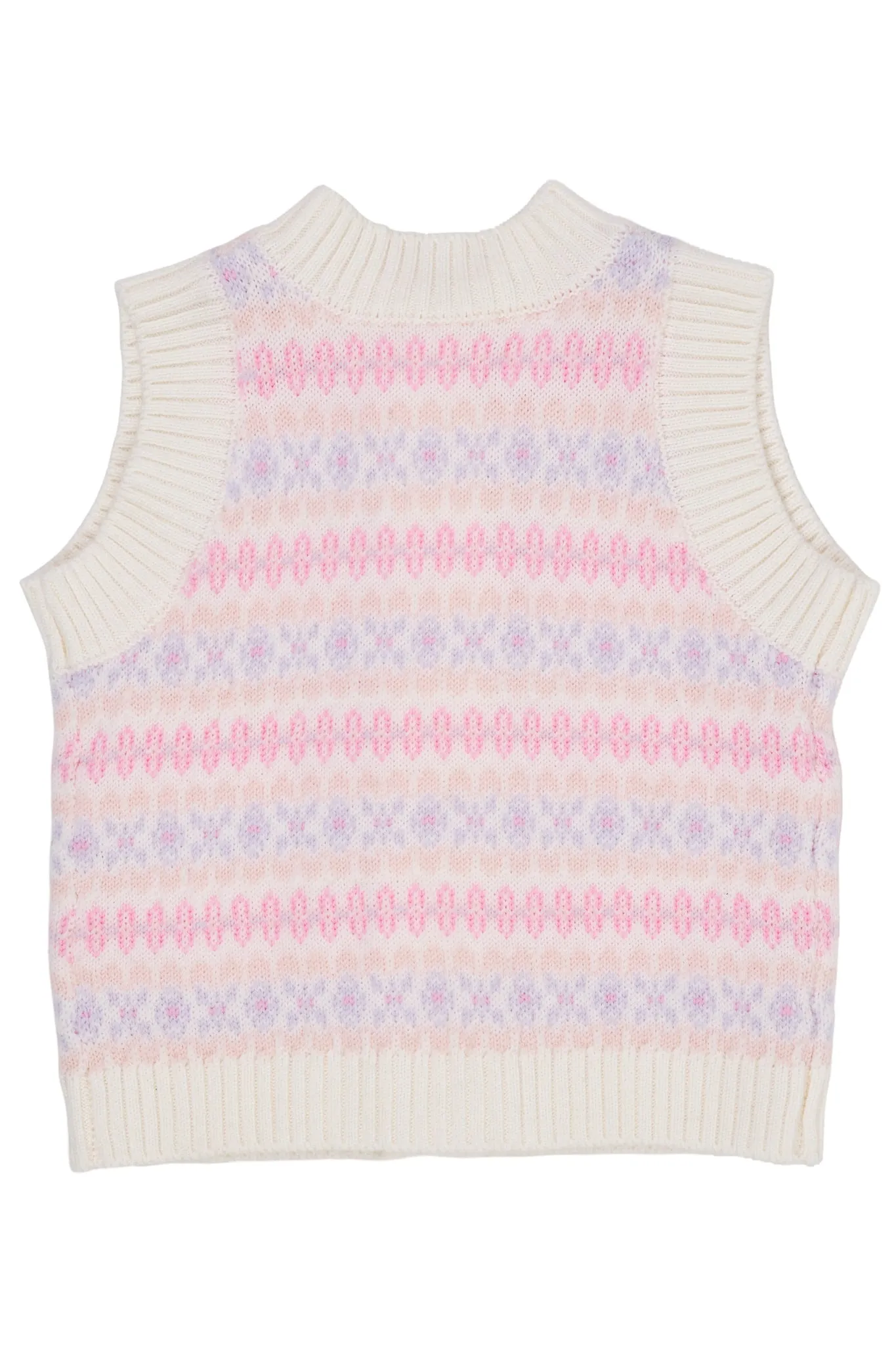 MERINO PATTERN BUTTON VEST - LAVENDER COMBI