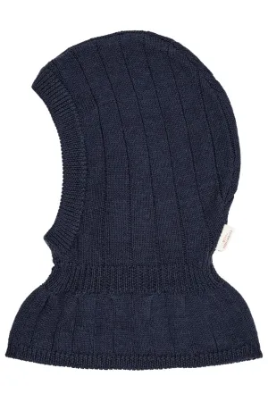 MERINO RIB KNITTED BALACLAVA - NAVY