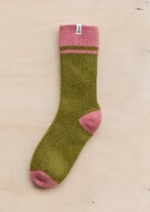 Merino Striped Socks in Green