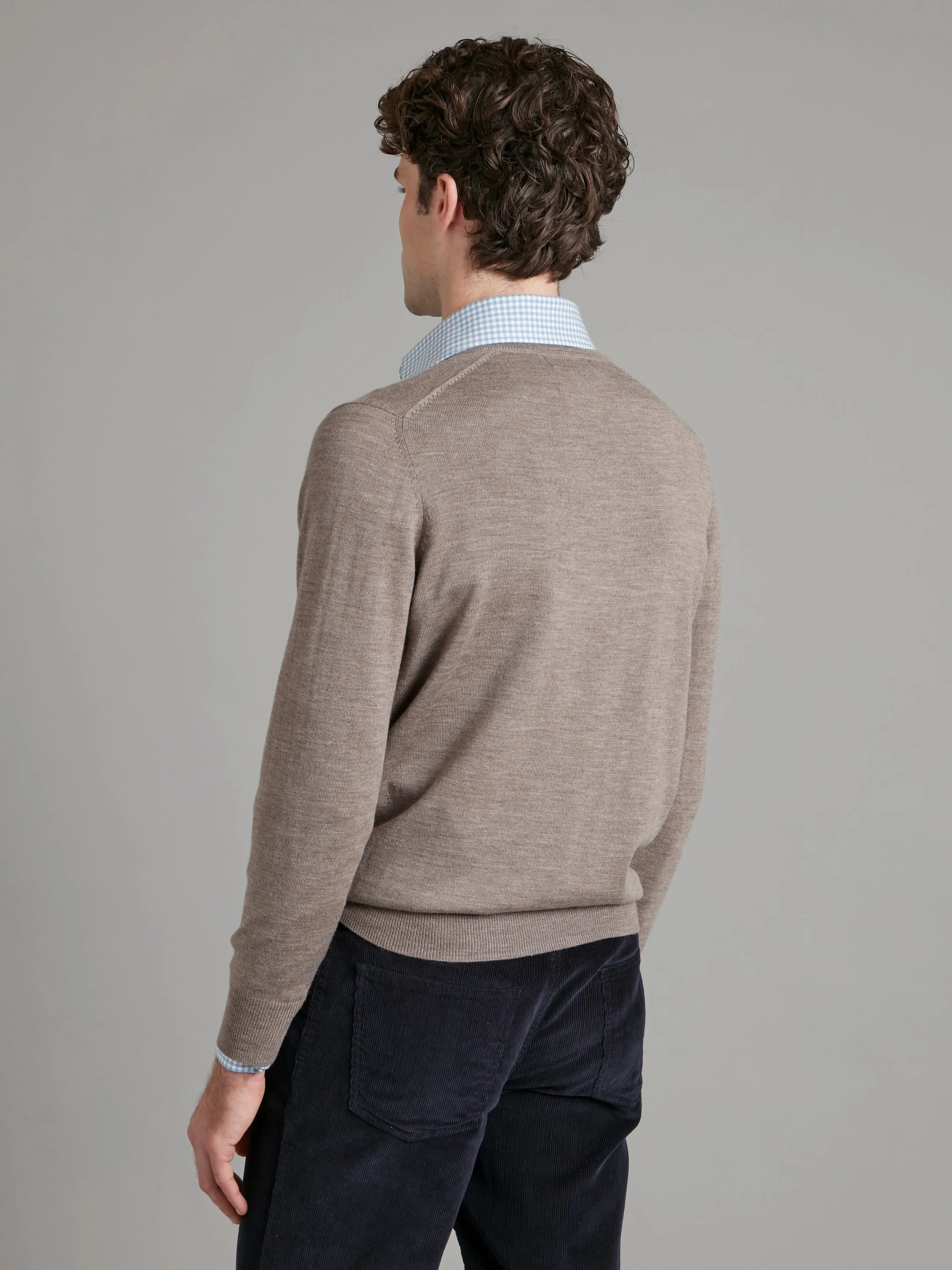 Merino V Neck Sweater - Mushroom