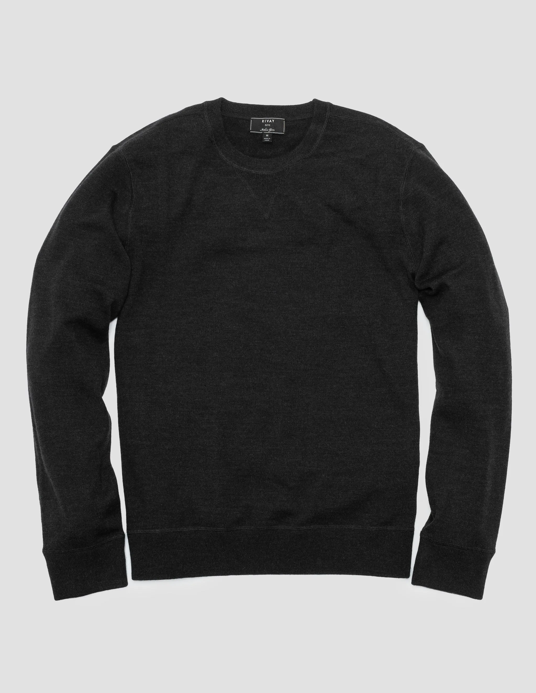 Merino Wool Crewneck Sweater in Almost Black