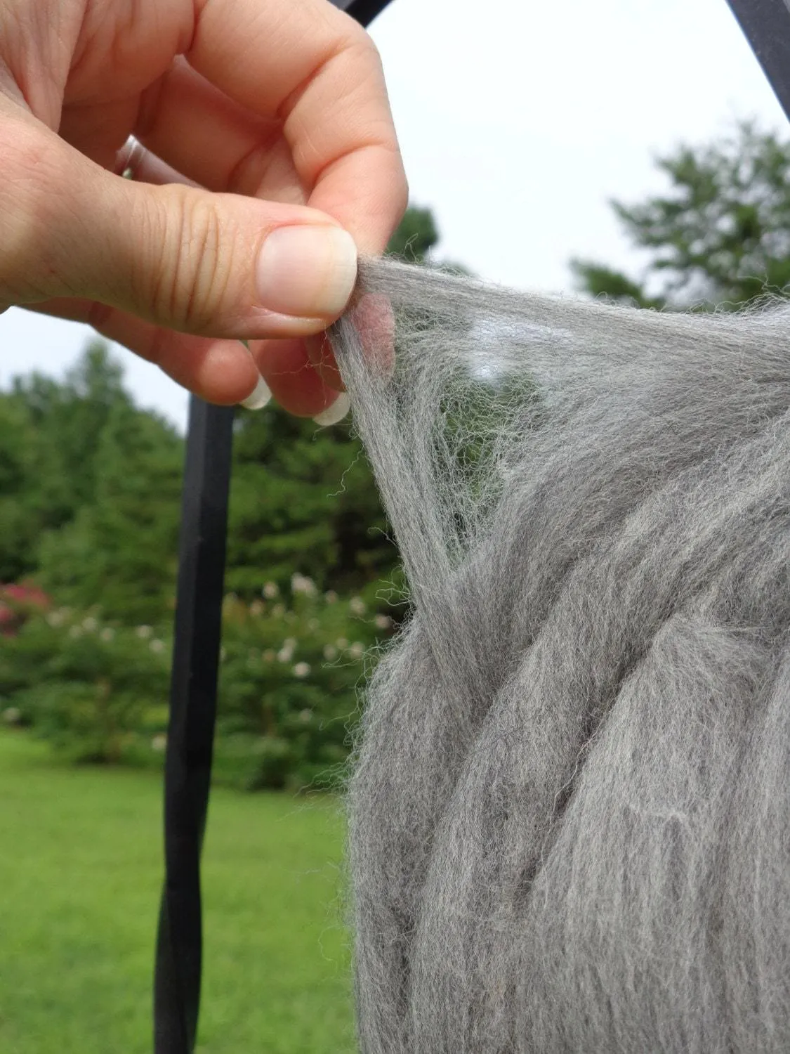 Merino Wool Top Roving Fiber Gray Blend