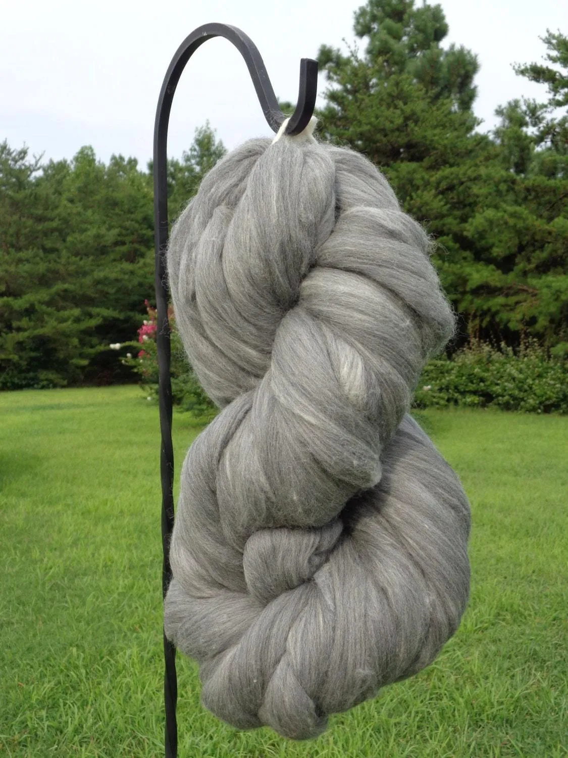 Merino Wool Top Roving Fiber Gray Blend